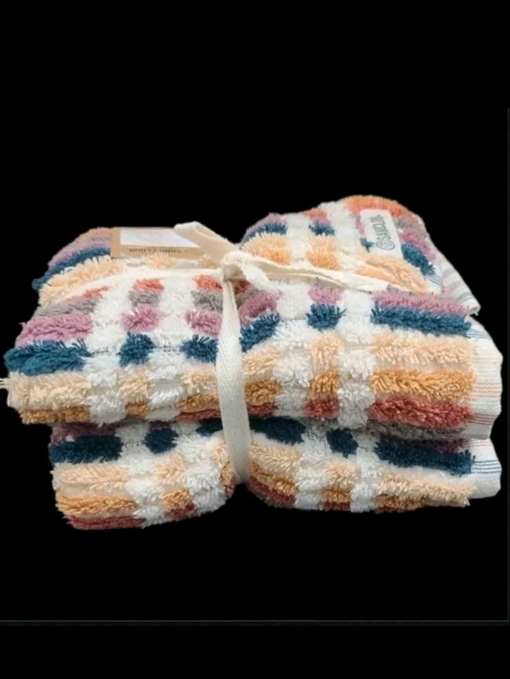 2pc 100% Organic Turkish Cotton Luxury Mosaic Hand Towel Set New